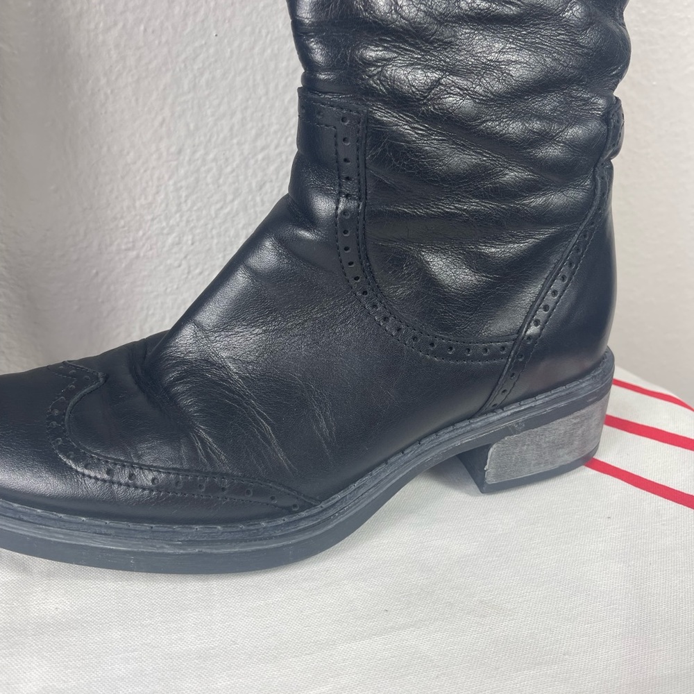 Aquatalia Black Leather Cloth Calf Boots - Picture 6 of 10
